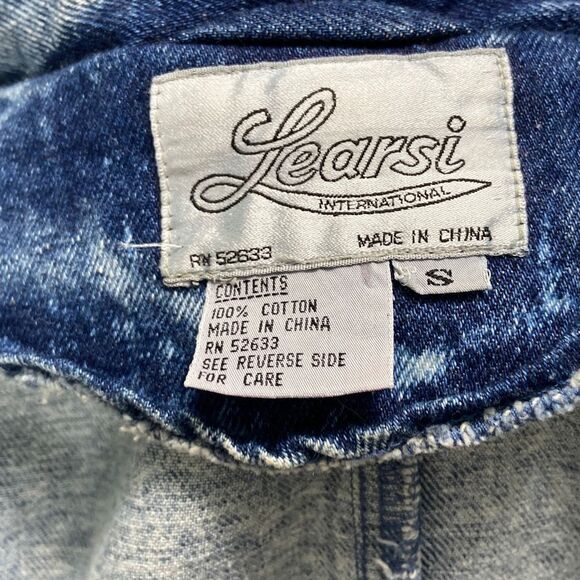 Vintage 80s Learsi Int Oversized Womens Midi Blue Jean Coat Acid Wash Sz Small - Picture 6 of 8